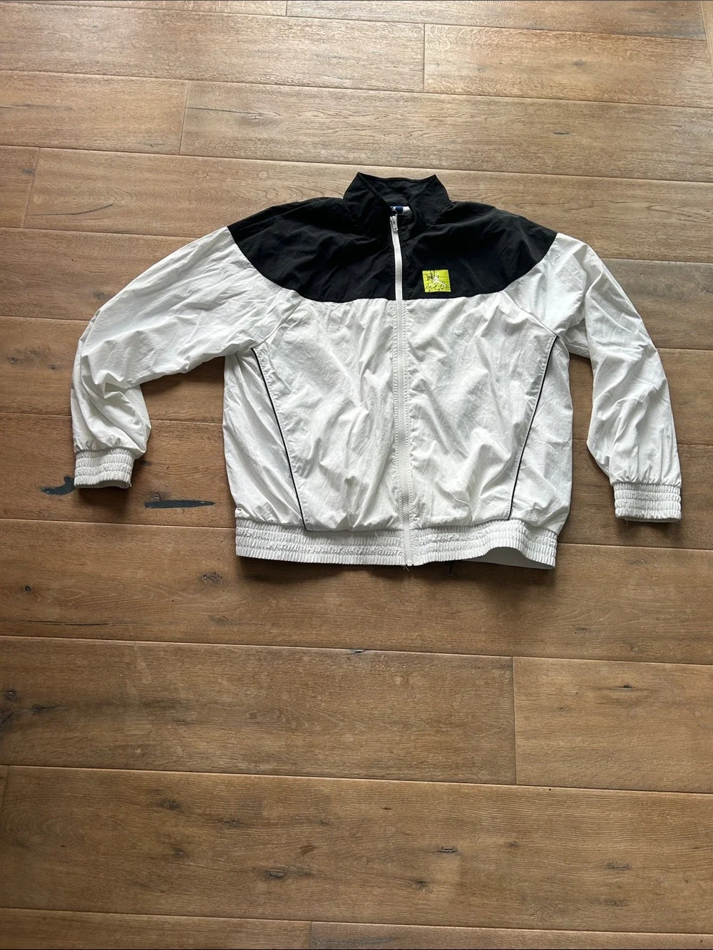 Jordan Tinker Legacy White and Black Performance Jacket with Yellow Logo Patch